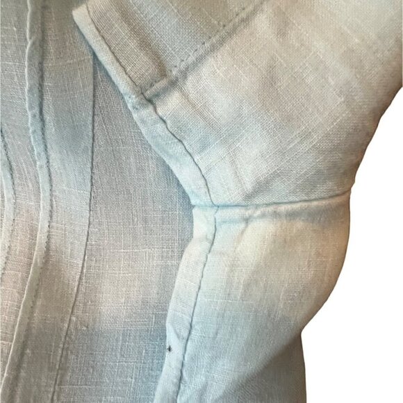 J. Jill Women's 100% Linen Blue Button Down Pintuck Blouse Size Medium - Picture 11 of 12